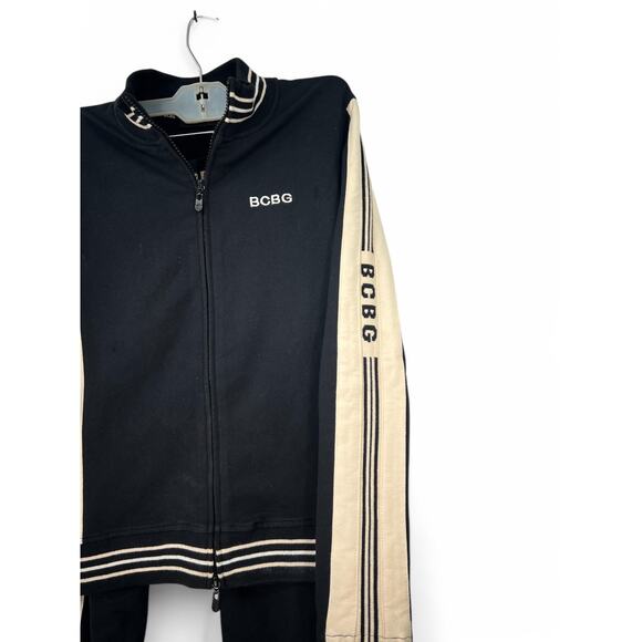 BCBG Max Azria Top Pant Track Suit 2 Piece Set Wide Leg Jacket Women's M - Picture 3 of 7
